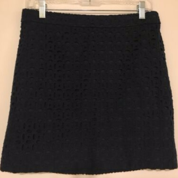 J.CREW 69748 EYELET MINI SKIRT - SIZE 4 NAVY BLUE - Picture 2 of 5